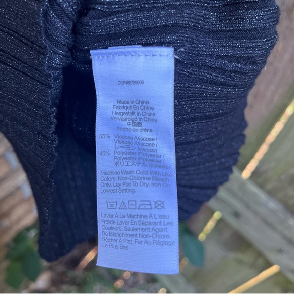 Madewell Black Signature Shimmer Knit Sweater Ribbed Knit Top - Picture 5 of 5